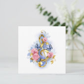 Kleber mit rosa Rosen Feiertagskarte (Stehend Vorderseite)