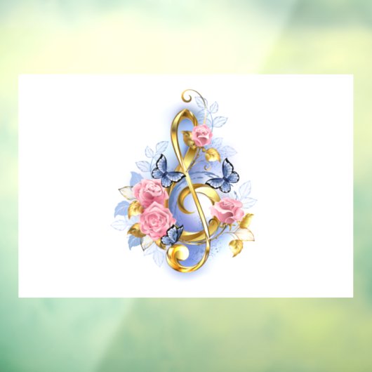 Kleber mit rosa Rosen Fensteraufkleber (Blatt 3)