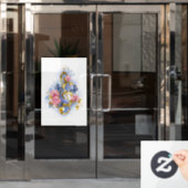 Kleber mit rosa Rosen Fensteraufkleber (Büro Tür)
