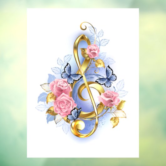 Kleber mit rosa Rosen Fensteraufkleber (Blatt 3)