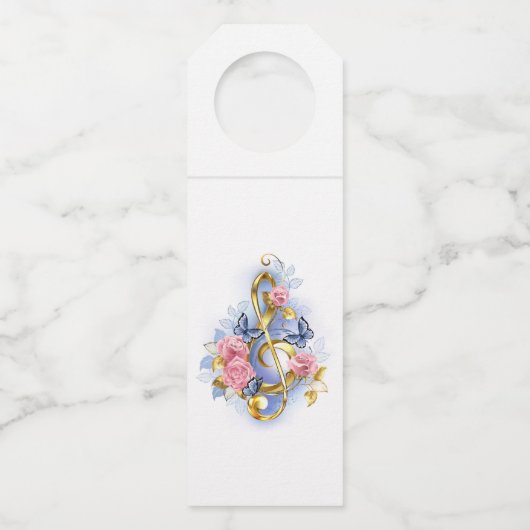 Kleber mit rosa Rosen Flaschenanhänger (Vorderseite)