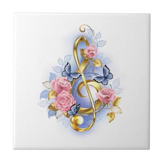 Kleber mit rosa Rosen Fliese (Vorderseite)
