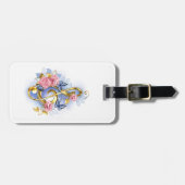 Kleber mit rosa Rosen Gepäckanhänger (Vorderseite horizontal)