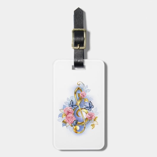 Kleber mit rosa Rosen Gepäckanhänger (Vorderseite vertikal)