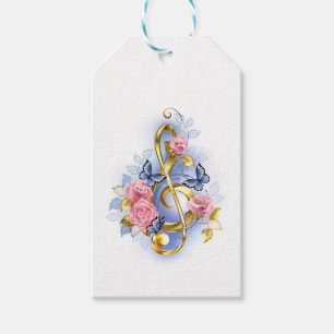 Kleber mit rosa Rosen Geschenkanhänger