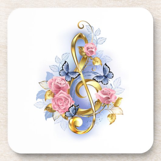 Kleber mit rosa Rosen Getränkeuntersetzer (Vorderseite)