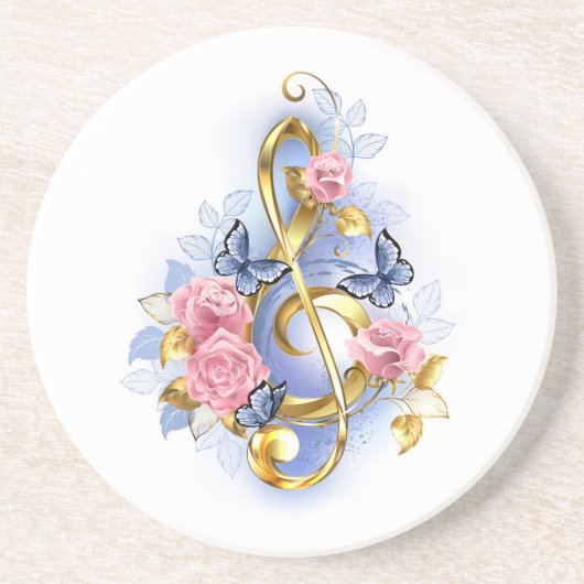 Kleber mit rosa Rosen Getränkeuntersetzer (Vorne)