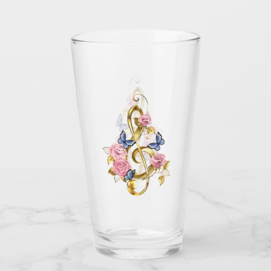 Kleber mit rosa Rosen Glas (Rückseite)