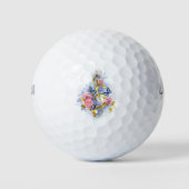 Kleber mit rosa Rosen Golfball (Vorderseite)