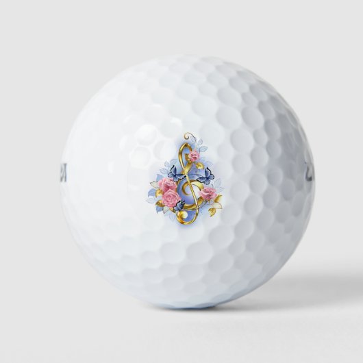 Kleber mit rosa Rosen Golfball (Vorderseite)
