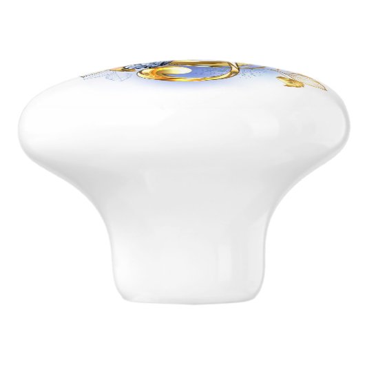 Kleber mit rosa Rosen Keramikknauf (Seitenansicht)