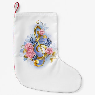 Kleber mit rosa Rosen Kleiner Weihnachtsstrumpf