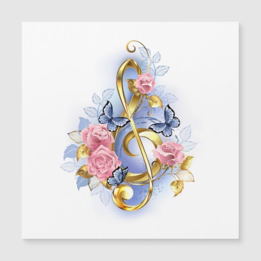 Kleber mit rosa Rosen Magneteinladung (Vorderseite)