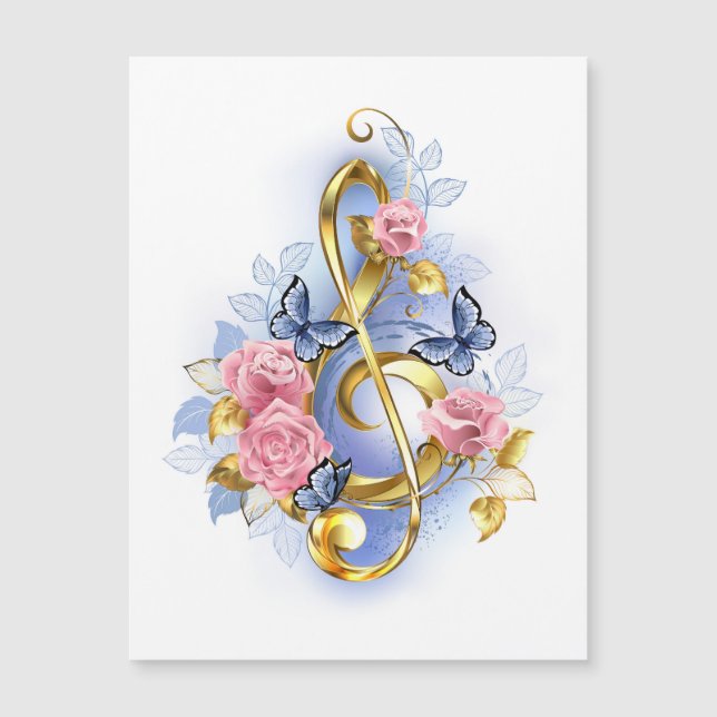 Kleber mit rosa Rosen Magnetkarte (Vorderseite)