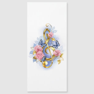 Kleber mit rosa Rosen Magnetkarte