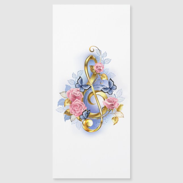 Kleber mit rosa Rosen Magnetkarte (Vorderseite)