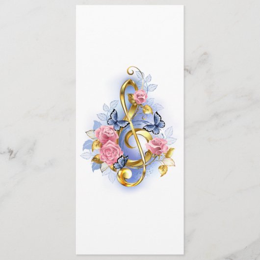Kleber mit rosa Rosen Menükarte (Vorderseite)
