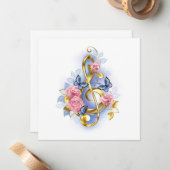 Kleber mit rosa Rosen Mitteilungskarte (Vorderseite/Rückseite Beispiel)