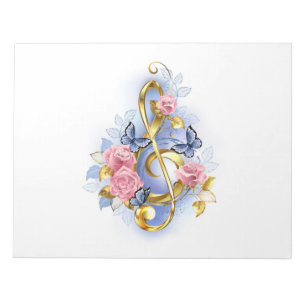 Kleber mit rosa Rosen Notizblock