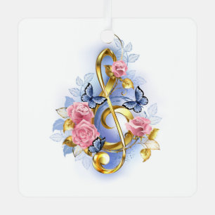 Kleber mit rosa Rosen Ornament Aus Metall
