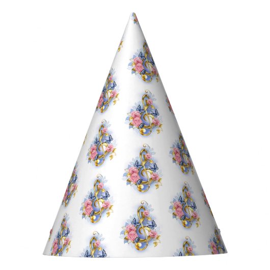 Kleber mit rosa Rosen Partyhütchen (Vorderseite)