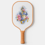 Kleber mit rosa Rosen Pickleball Schläger (Vorderseite)