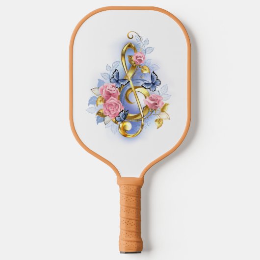 Kleber mit rosa Rosen Pickleball Schläger (Vorderseite)