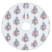 Kleber mit rosa Rosen Polyester Weihnachtsbaumdecke (Vorderseite)