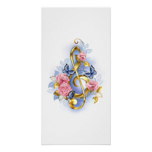 Kleber mit rosa Rosen Poster