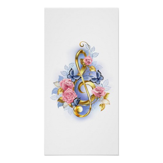 Kleber mit rosa Rosen Poster (Vorderseite)