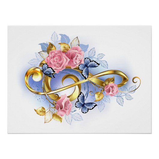 Kleber mit rosa Rosen Poster (Vorderseite)