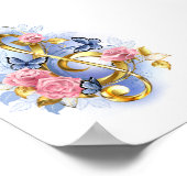 Kleber mit rosa Rosen Poster (Ecke)