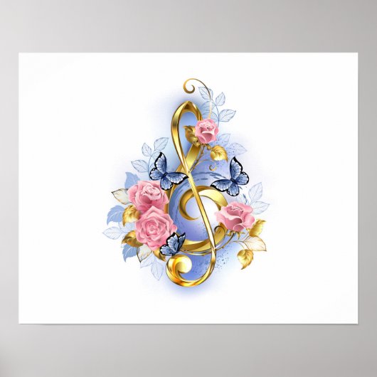 Kleber mit rosa Rosen Poster (Vorne)