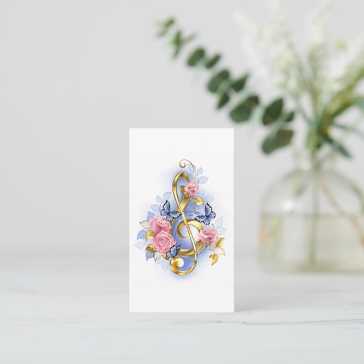 Kleber mit rosa Rosen Rabattkarte (Stehend Vorderseite)