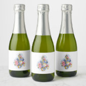 Kleber mit rosa Rosen Schaumweinetikett (Flaschen)
