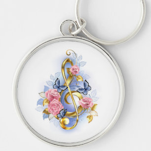 Kleber mit rosa Rosen Schlüsselanhänger
