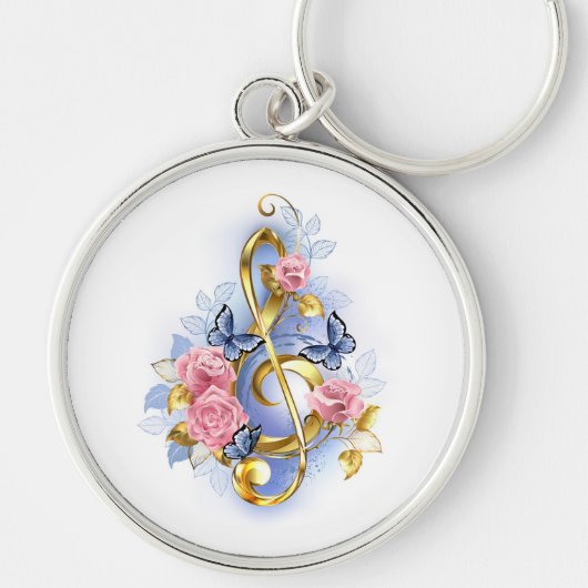 Kleber mit rosa Rosen Schlüsselanhänger (Vorne)