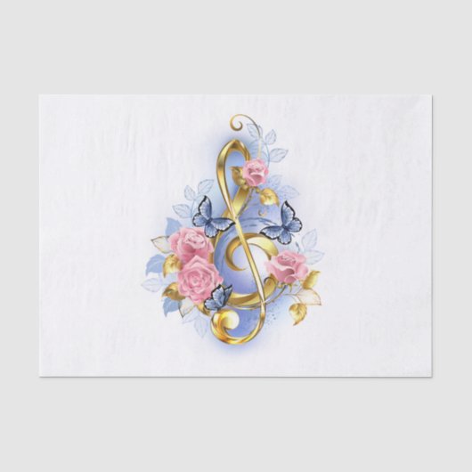 Kleber mit rosa Rosen Seidenpapier (Vorderseite)