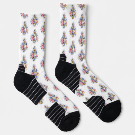 Kleber mit rosa Rosen Socken (Rechts)