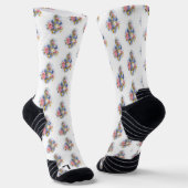 Kleber mit rosa Rosen Socken (Gewinkelt)