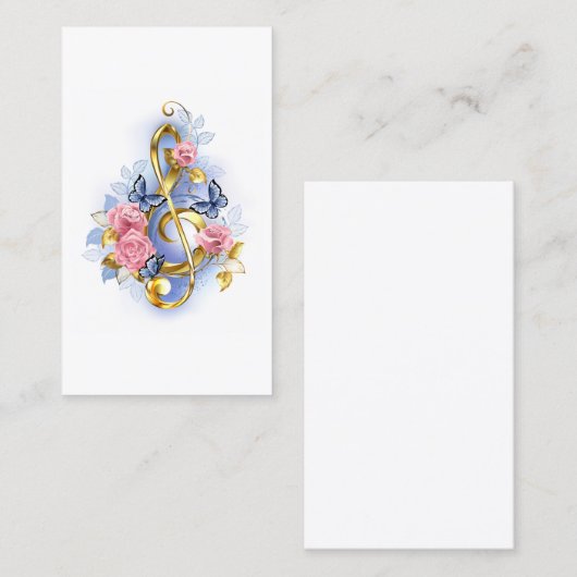 Kleber mit rosa Rosen Terminkarte (Vorne/Hinten)