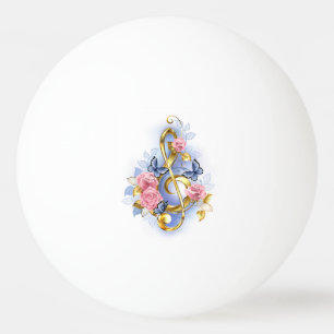 Kleber mit rosa Rosen Tischtennisball