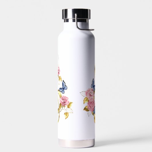 Kleber mit rosa Rosen Trinkflasche (Links)