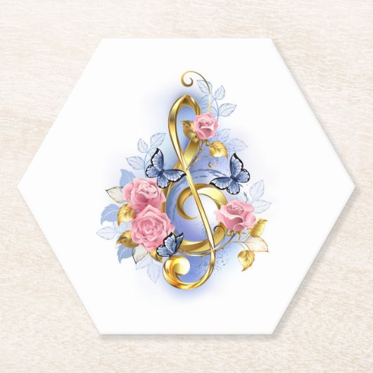 Kleber mit rosa Rosen Untersetzer (Vorderseite)