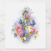 Kleber mit rosa Rosen Weinetikett (Einzelnes Label)