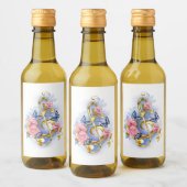 Kleber mit rosa Rosen Weinetikett (Flaschen)