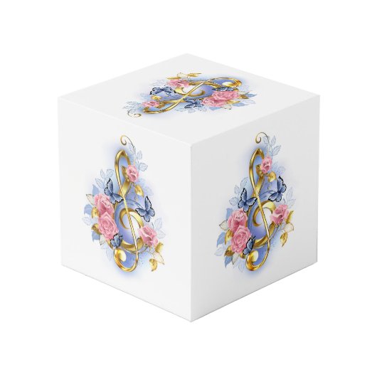 Kleber mit rosa Rosen Würfel (Rückseite Schrägansicht)