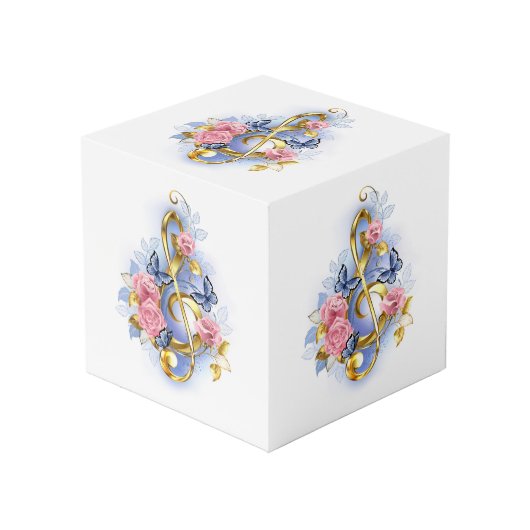 Kleber mit rosa Rosen Würfel (Vorderseite Schrägansicht)