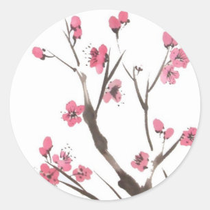 Kleber von Plum Blossom Runder Aufkleber