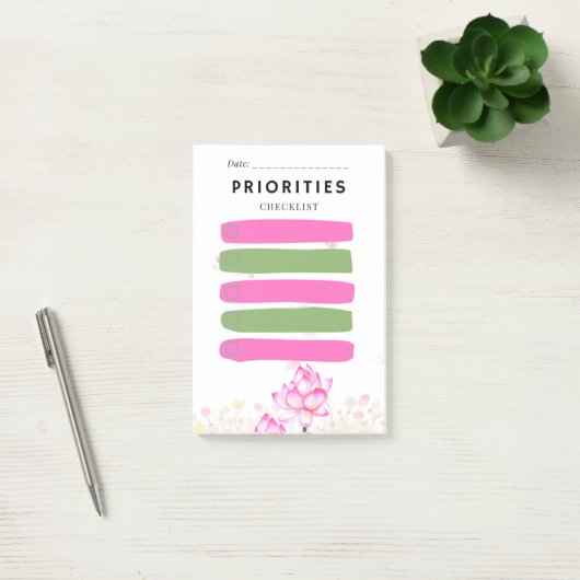 Klebezettel PRIORITÄT Kontrollkästchen Pink Lily Post-it Klebezettel (Büro)